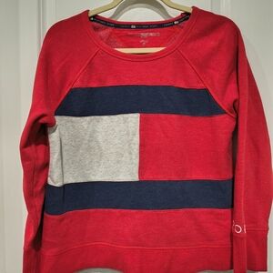 Tommy Hilfiger Cropped Sweatshirt Women S Boxy Y2K Big Logo Red Sport